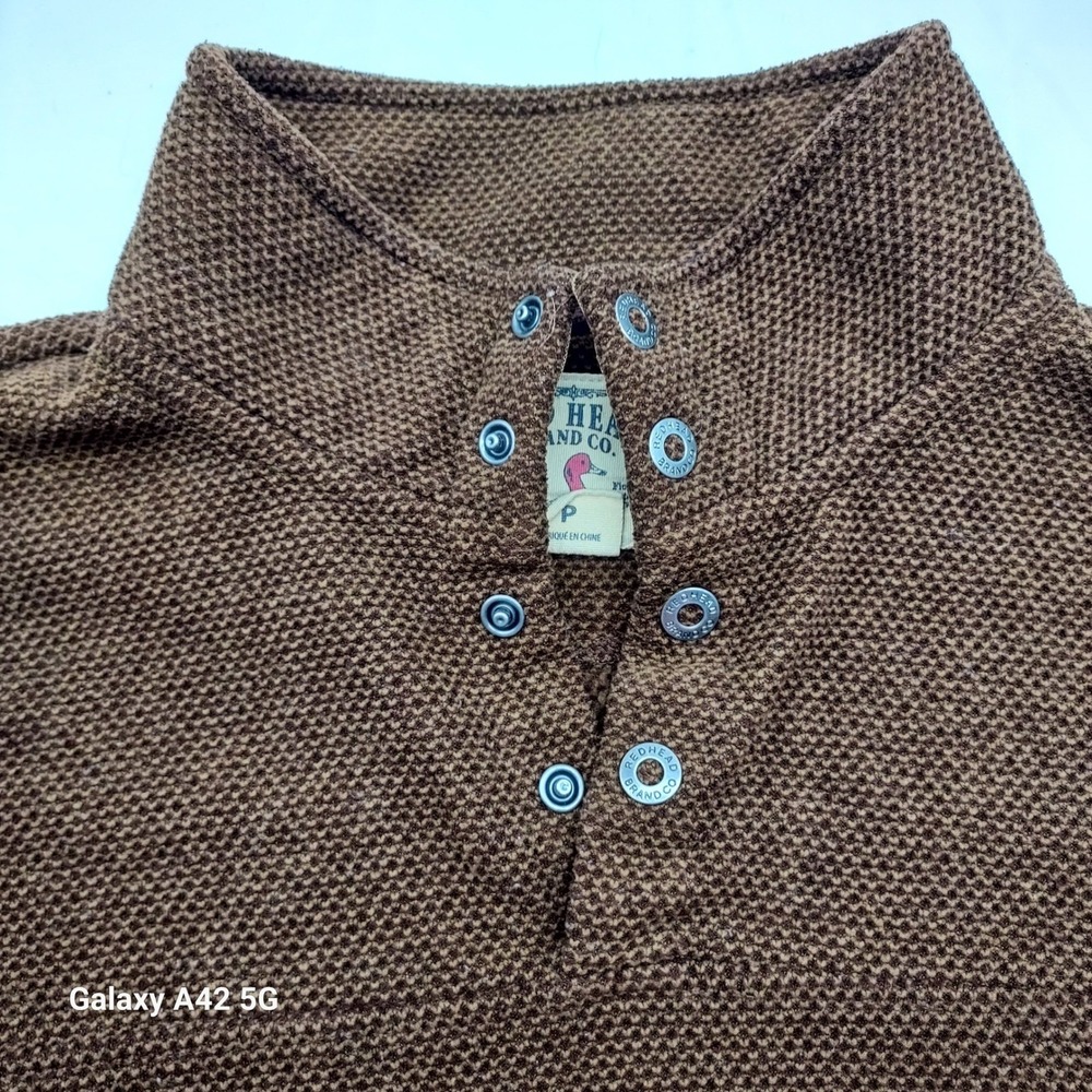 Red Head Brand Co. Men's Brown Polyester Button Mock Neck Pullover Small